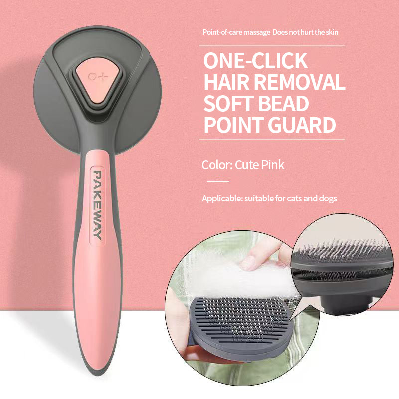PetTime Pet Brush Pakeway self-cleaning grooming brush in pink, with a cute and ergonomic design for easy pet grooming.