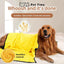 Soft and absorbent PetTime pet bath towel draped over a towel rack, showcasing its plush fabric and gentle texture.
