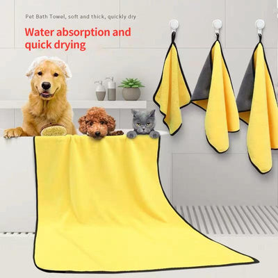 Soft and absorbent PetTime pet bath towel draped over a clean pet, perfect for drying after baths.
