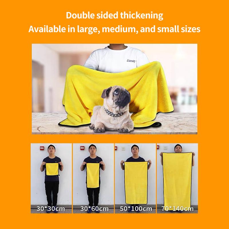 Soft and absorbent PetTime pet bath towel shown draped over a pet, highlighting its plush fabric and large size.
