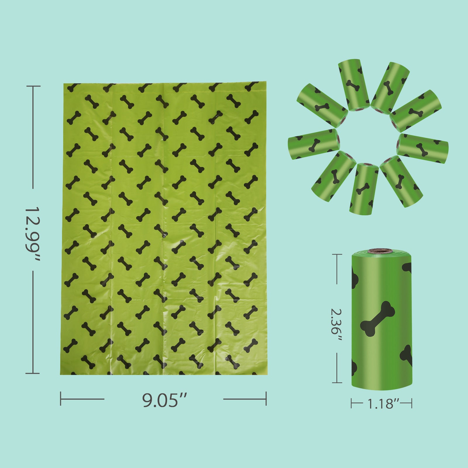 PetTime dog poop bags for collecting excrement, biodegradable waste collection bags, flexible and durable for outdoor use
