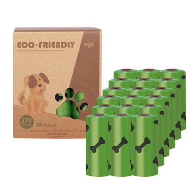 PetTime dog poop bags for waste collection, roll of biodegradable excrement disposal bags on a white background.