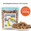 Freeze-dried chicken pet snacks by PetTime in a 500g bag, showing crispy, golden chicken pieces suitable for dogs and cats.