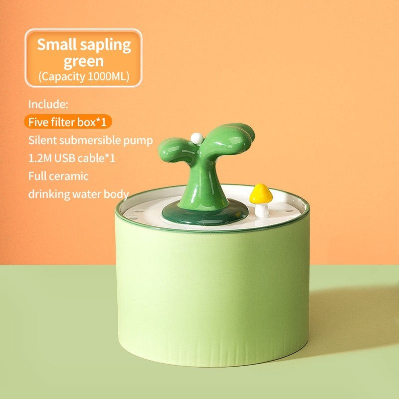 （Pet Time）Cat electric ceramic water dispenser flow automatic dog drinking water cycle feeding water pet supplies