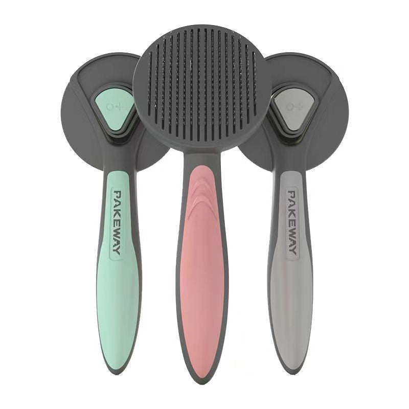 PetTime Pet Brush Pakeway self-cleaning professional grooming brush with ergonomic handle for effective pet hair grooming.