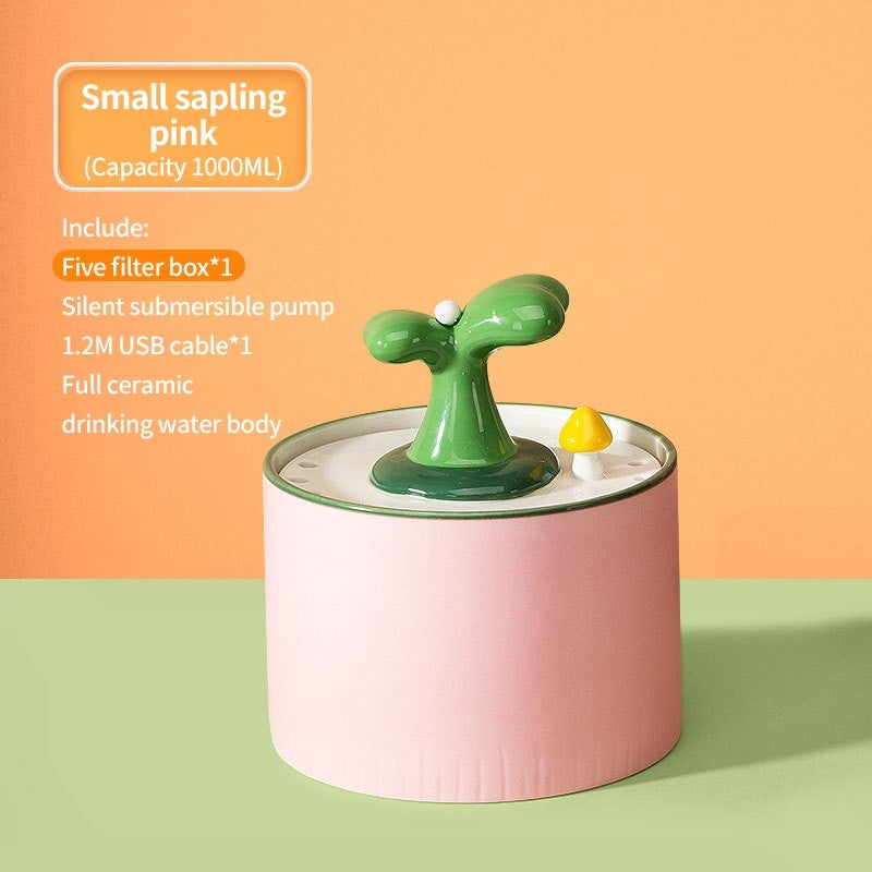 （Pet Time）Cat electric ceramic water dispenser flow automatic dog drinking water cycle feeding water pet supplies