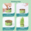 PetTime natural soil-less cat grass treats in a clear container, showing fresh green cat grass for healthy feline snacking.