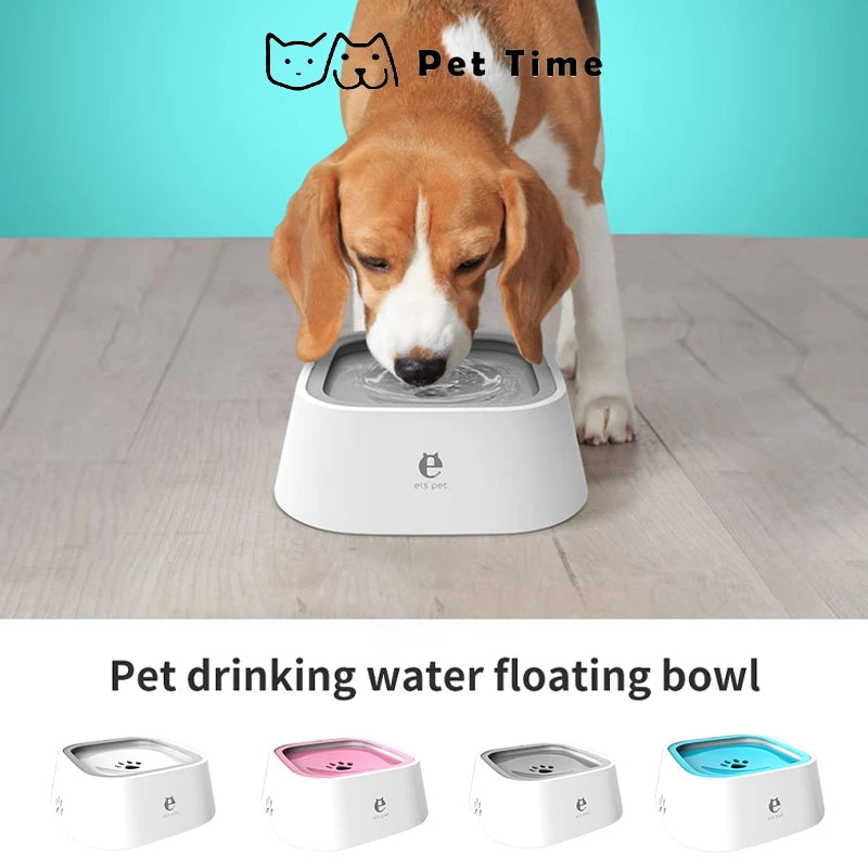 PetTime dog drinking bowl with stainless steel bowl and colorful plastic base, designed for easy water access.