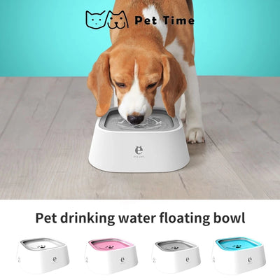 PetTime dog drinking bowl with stainless steel bowl and colorful plastic base, designed for easy water access.