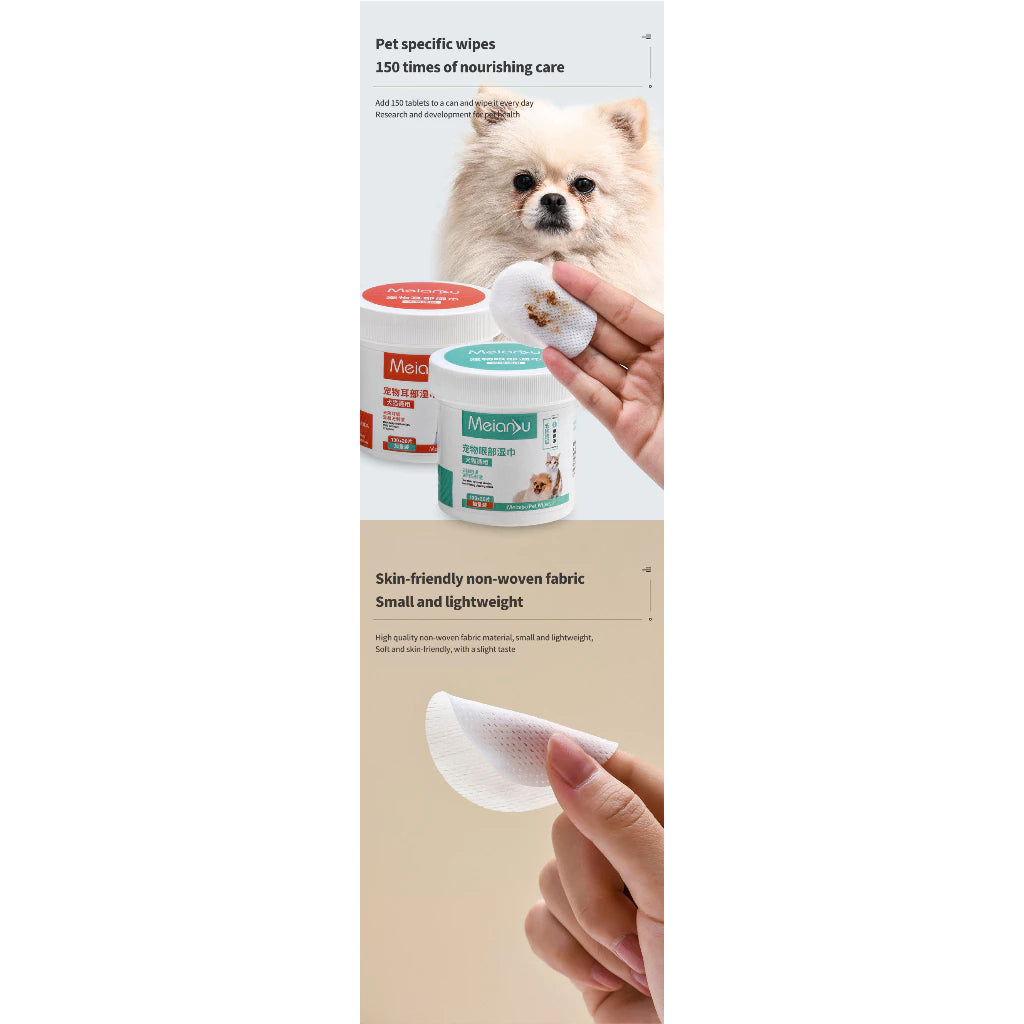PetTime pet wipe cleaning tools for eyes and ears, showing the gentle wipe cloth and tools for removing dirt and debris from pets' eyes and ears.