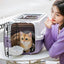 Portable PetTime cat cage with metal bars and handle for easy transport on a compact, secure enclosure for cats.