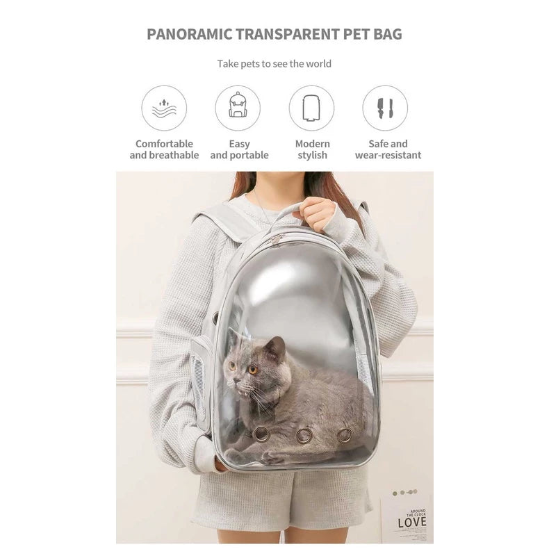 PetTime pet space capsule portable bag with mesh sides and adjustable straps for traveling with small pets.
