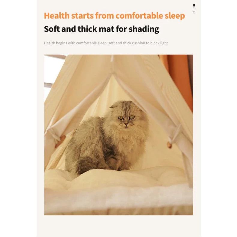 PetTime washable triangle cat tent showing a cozy, foldable fabric tent with a triangular shape and entrance for cats.