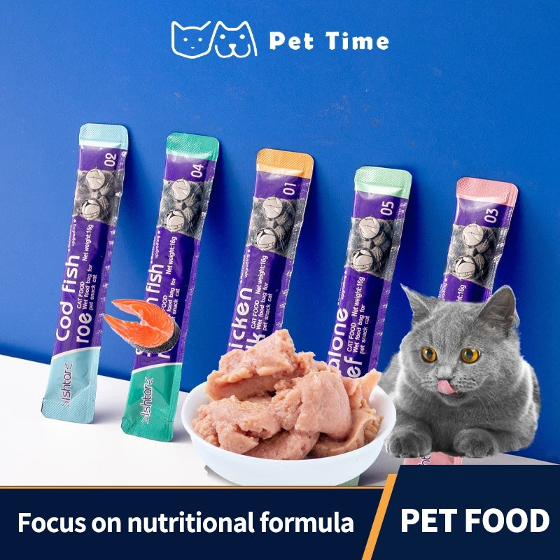 PetTime Ishtar Cat Nutritional Snack Stick showing a close-up of the crunchy snack stick designed for cats.