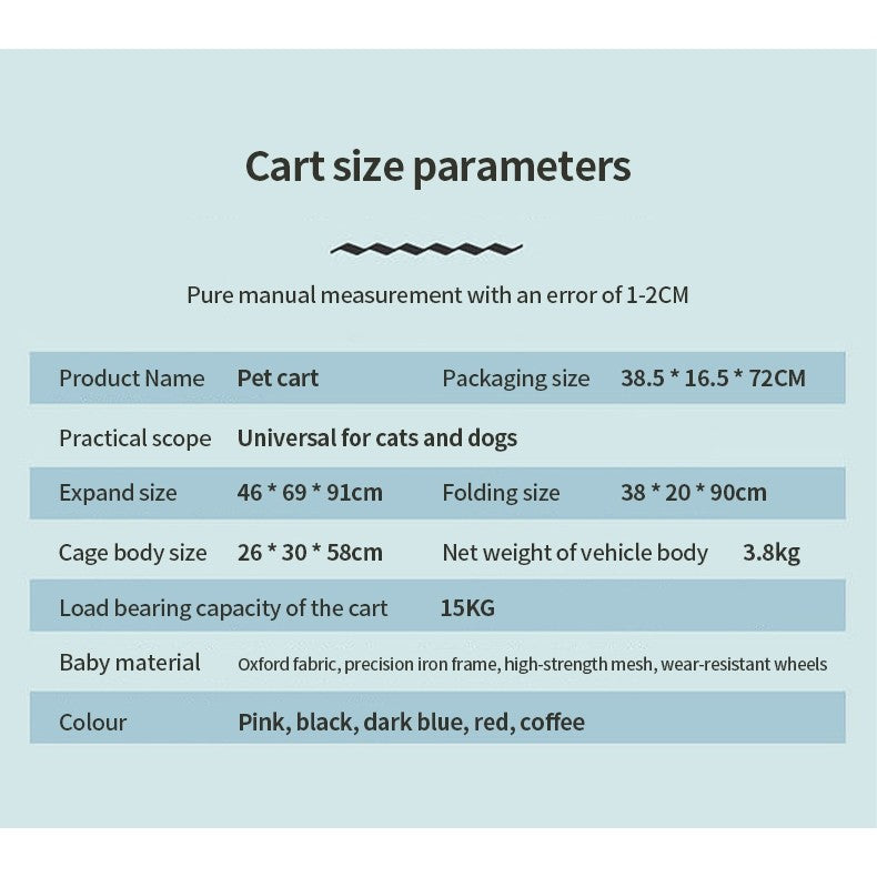 （Pet Time）Kitty Teddy outdoors Pet Stroller Foldable Dog Cat Carrier 4 Wheel Lightweight Trolley Foldable Pet Stroller