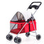 （Pet Time）Kitty Teddy outdoors Pet Stroller Foldable Dog Cat Carrier 4 Wheel Lightweight Trolley Foldable Pet Stroller
