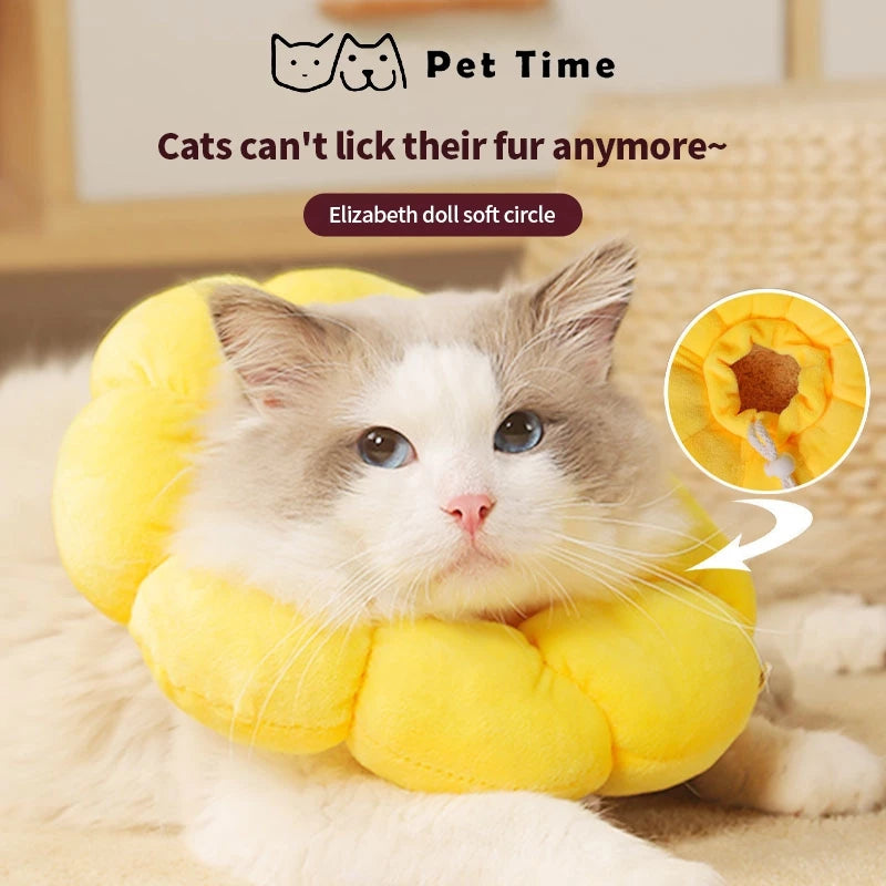 PetTime anti-bite protective collar for pets, adjustable pet collar to prevent biting and scratching, shown in black.