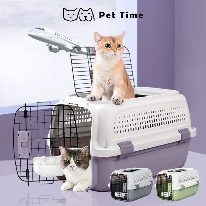 （Pet Time）Cat air box pet checked out travel portable portable cat cage cat bag dog car transport box