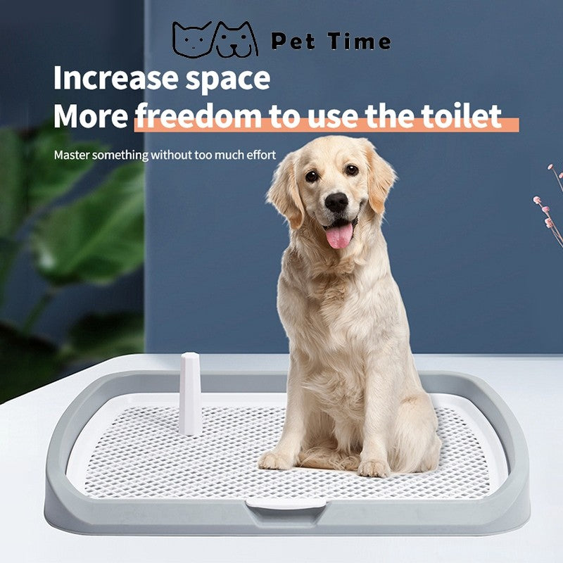 （Pet Time）Dog toilet pee tray Double layer large and small high guardrail dog bedpan splash proof pet toilet