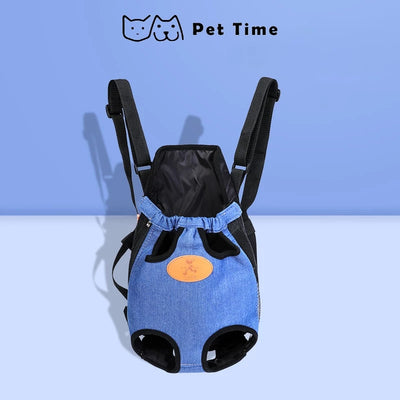 PetTime pet carrier backpack with mesh sides and adjustable straps, designed for comfortable pet travel.