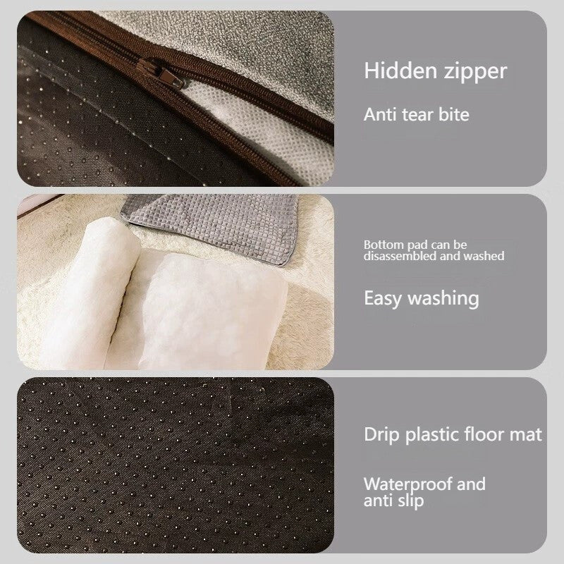 (Pet Time) Soft pet bed mat suitable for large cats & dogs Cotton dog sleeping pad