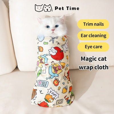 （Pet Time）Pet Wrap Restraint Cloth Self-Adhesive Cat Towel Grooming Nail Trimming Anti-Scratch Anti-Escape