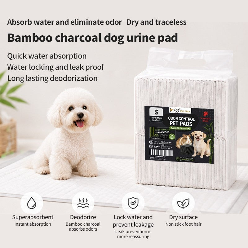 （Pet Time）Pet Training Pads Disposable Pet Activated Carbon Urine Pads Dog bamboo charcoal deodorizing pad