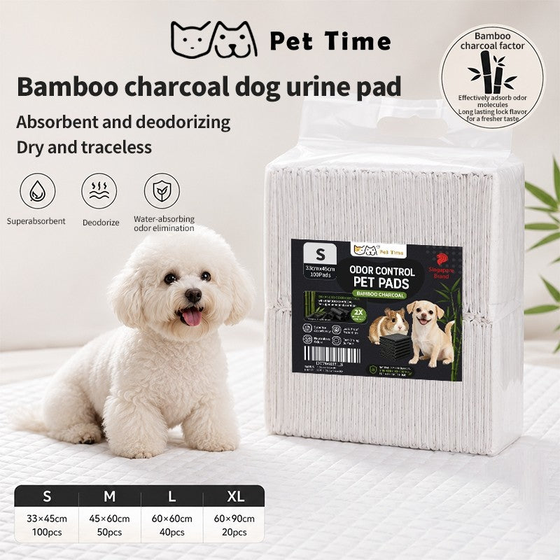 （Pet Time）Pet Training Pads Disposable Pet Activated Carbon Urine Pads Dog bamboo charcoal deodorizing pad