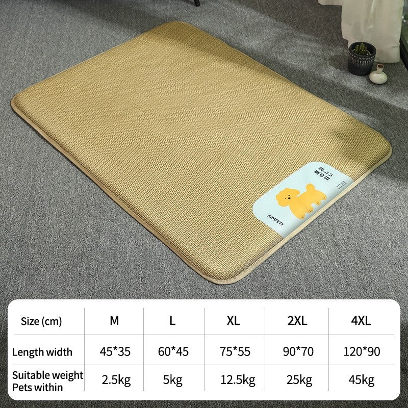 （Pet Time）Pet Cooling Mat Breathable Waterproof Rattan Sleeping Pad Scratch-Resistant Bed for Cats & Dogs
