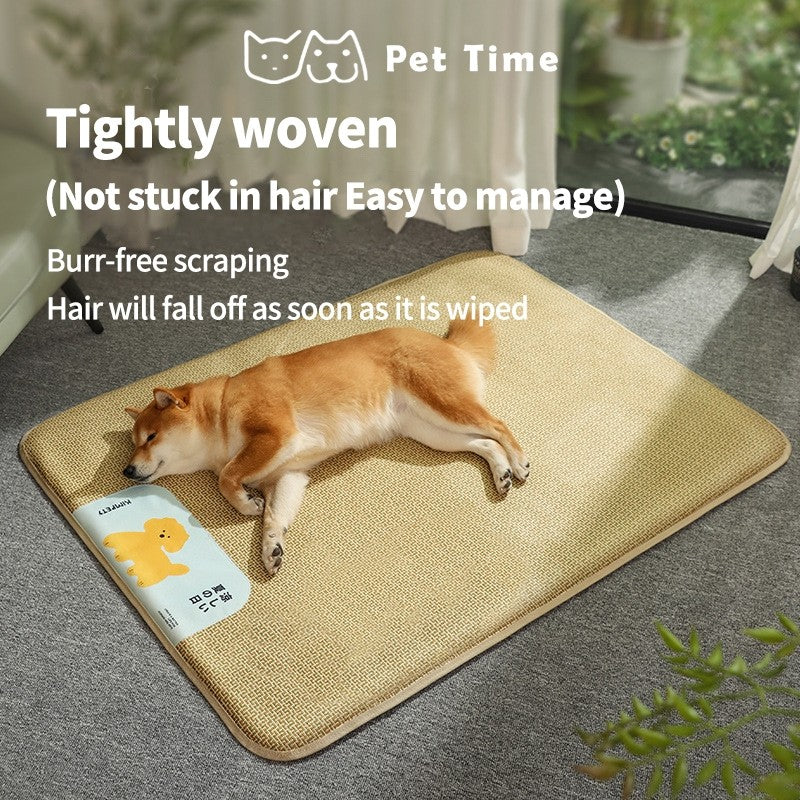 （Pet Time）Pet Cooling Mat Breathable Waterproof Rattan Sleeping Pad Scratch-Resistant Bed for Cats & Dogs