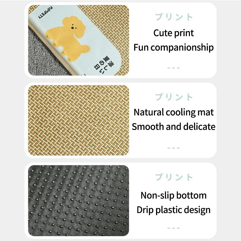 （Pet Time）Pet Cooling Mat Breathable Waterproof Rattan Sleeping Pad Scratch-Resistant Bed for Cats & Dogs