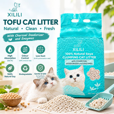 （Pet Time）100% Natural Food-Grade Soybean Cat Litter 2.3kg Low Dust 0.4% 1.5mm Fine Granules Flushable Deodorizing