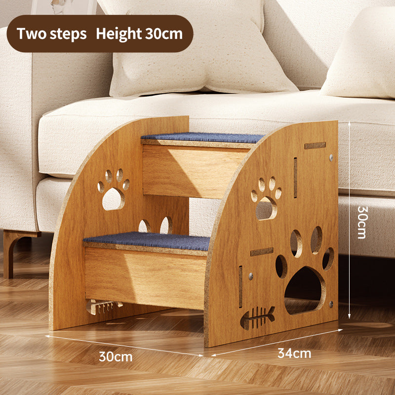 PetTime wooden pet staircase with anti-slip surface, designed for easy access for small dogs and cats.