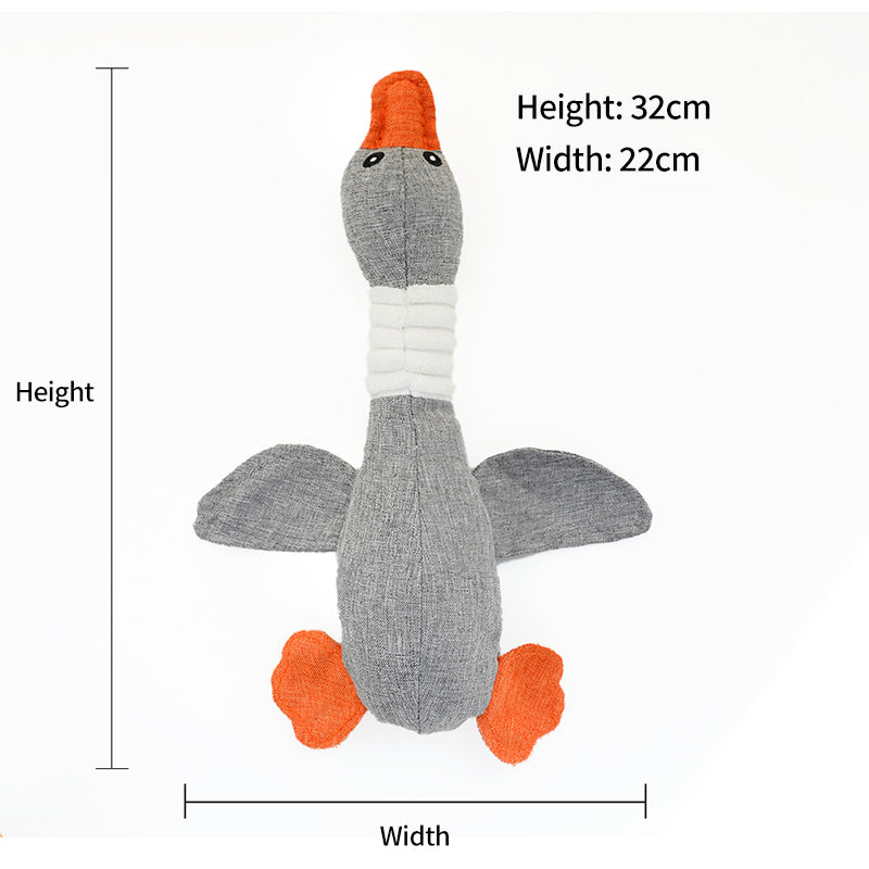 PetTime dog squeaky plush chew toy shaped like a duck, soft and durable for playful chewing and squeaking fun.