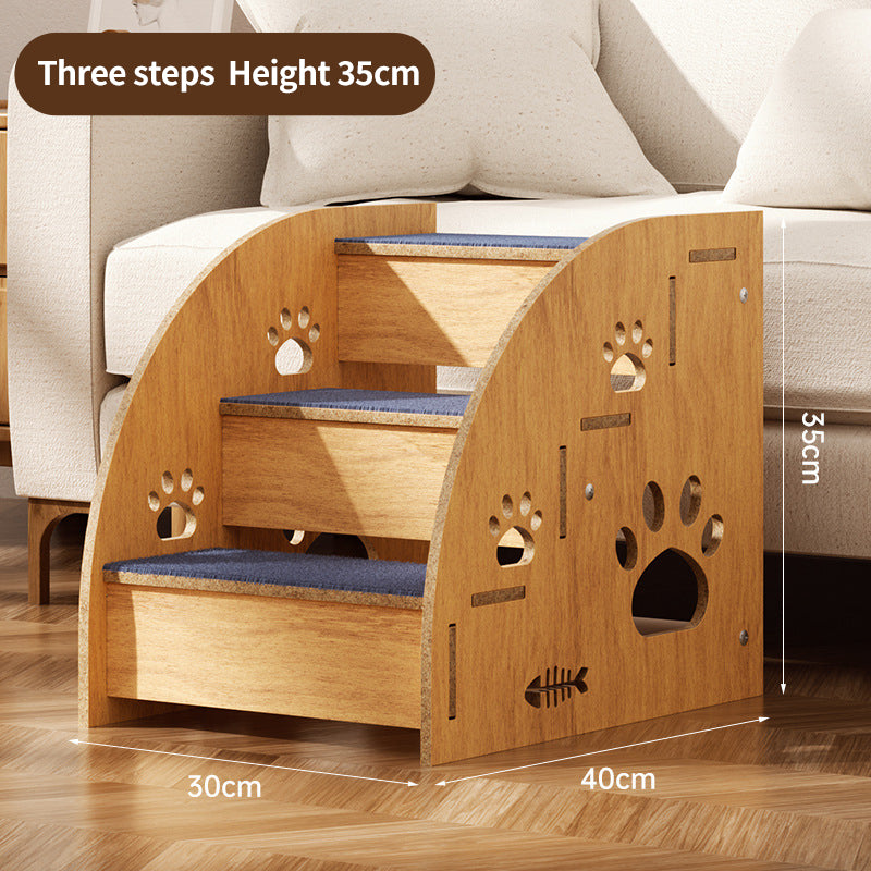 PetTime wooden pet staircase with anti-slip steps, ideal for helping small pets reach furniture safely.